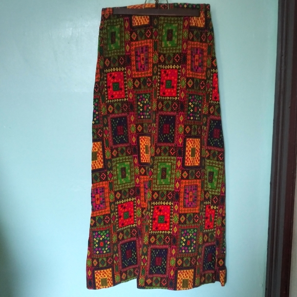 Vintage 60s Psychedelic Velvet Maxi Skirt - Picture 2 of 6